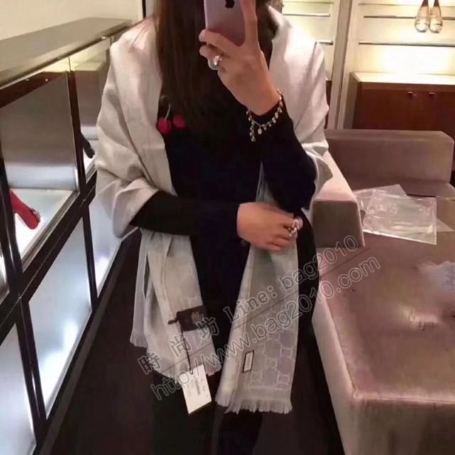 GUCCI圍巾 GG羊毛提花系列 經典款 古馳2019新款長圍巾 GUCCI羊毛長巾  llwj6486